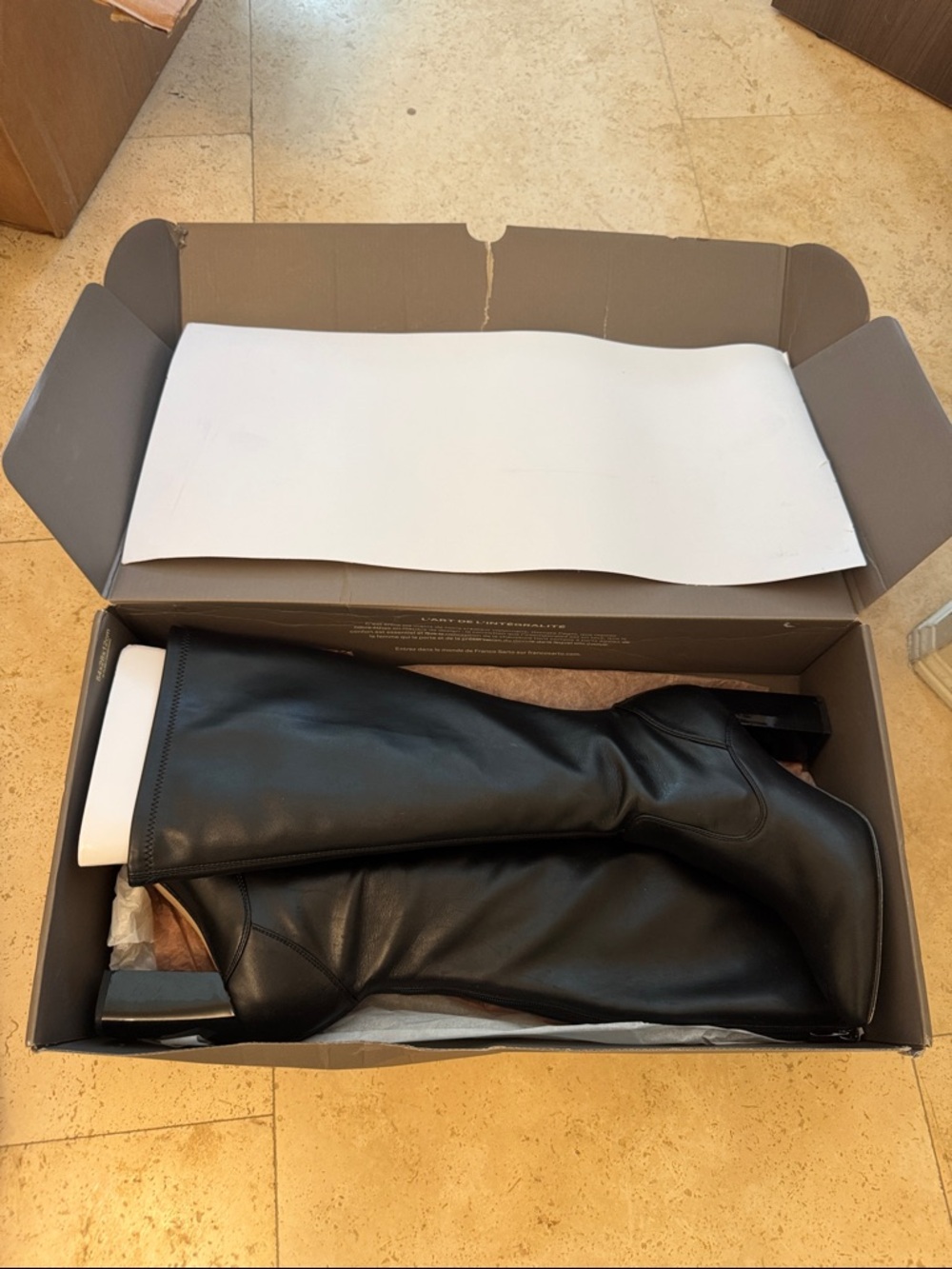 Franco Sarto Katherine Knee High Block Heel Boots, black leather - Picture 9 of 9